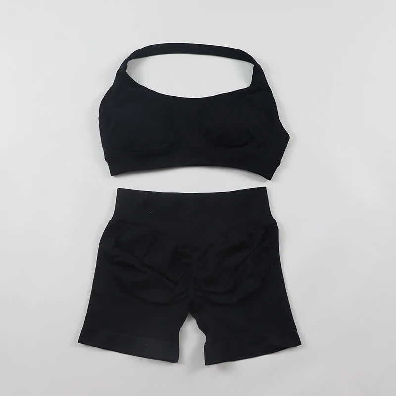 Conjunto de Yoga sem costura Halter