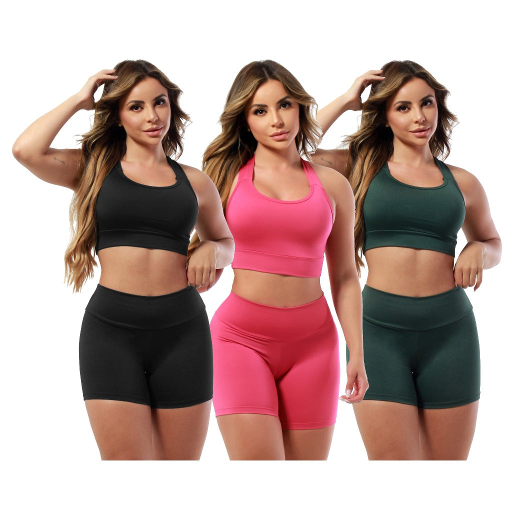 Conjunto de Yoga sem costura Halter